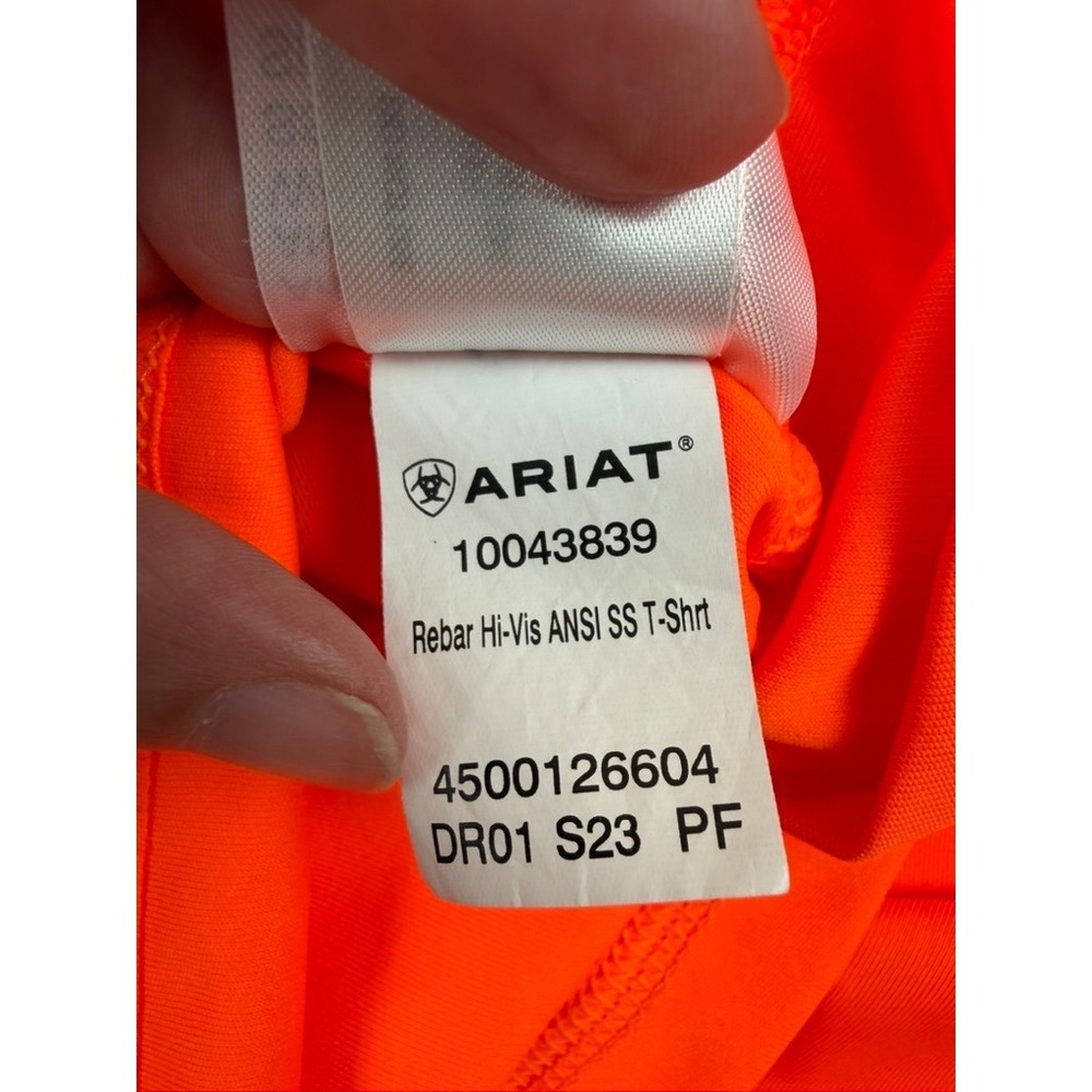 Ariat Rebar Mens Safety Orange Reflective High Vis Work Shirt V-Neck Large - Picture 10 of 12